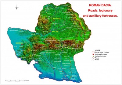Figure 2. Map of the forts and roads of Roman Dacia.